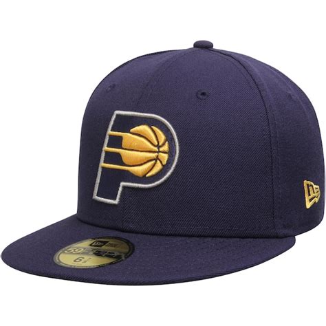 Mens Indiana Pacers Navy Blue Team Logo 59FIFTY Fitted Hat - NBA Store