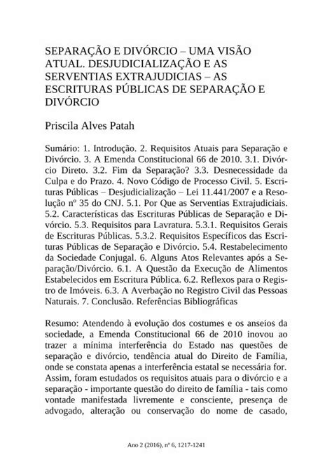 Pdf SeparaÇÃo E DivÓrcio Uma VisÃo Atual · De Ação De Separação Ou