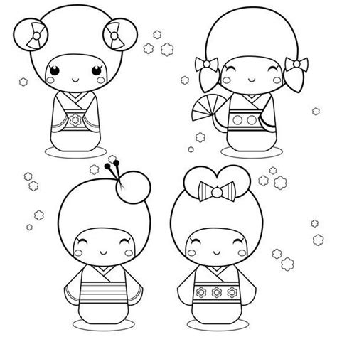 Coloriages à Imprimer Kawaii Beau Collection Coloriage Kokeshi Coloring