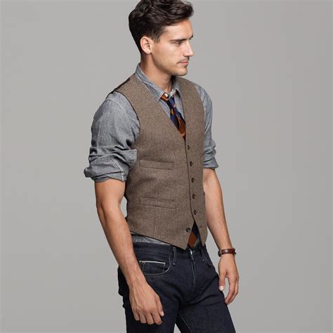 J Crew Brown Harvest Herringbone Vest For Men Mens Vest Fashion Mens