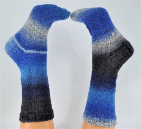 Women Hand Knitted Wool Socks Mismatched Socks Blue Grey Etsy Knit