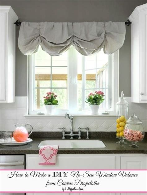 How To Make A No Sew Diy Window Valance From Canvas Dropcloths