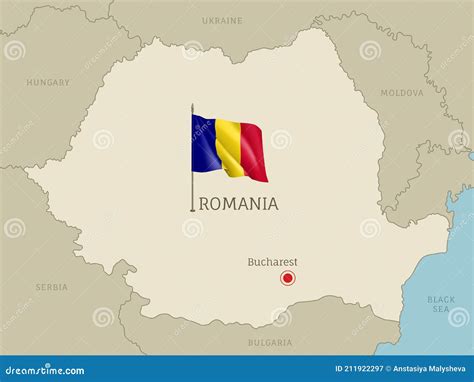 Highly Detailed Map Of Romania Territory Borders Stock Vector