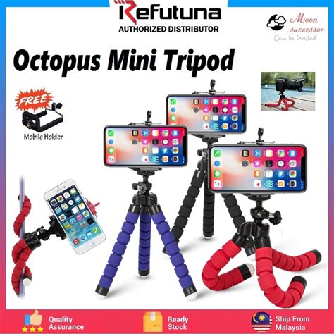 Refutuna Mini Portable Flexible Sponge Octopus Tripod With Phone Holder