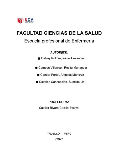 CASO Clinico Practica Verdadero FACULTAD CIENCIAS DE LA SALUD Escuela