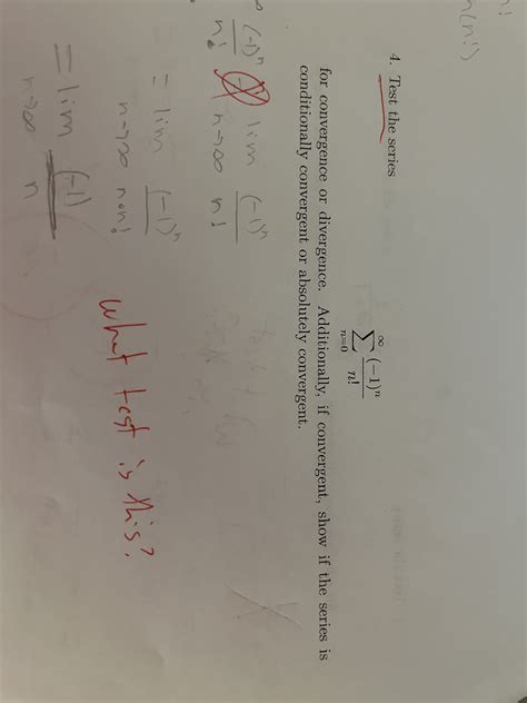 Solved 4 Test The Series ∑n0∞n−1n For Convergence Or