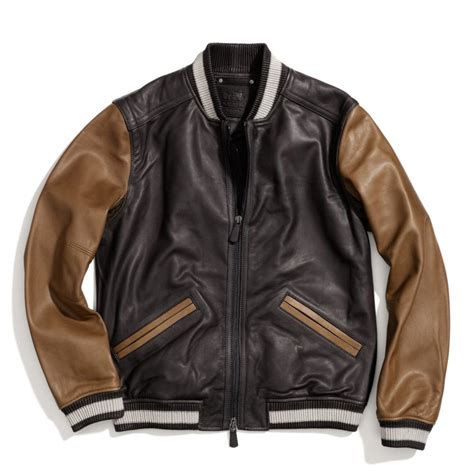 COACH Leather Baseball Jacket in Brown for Men | Lyst