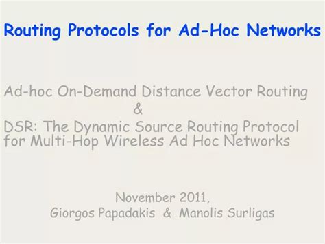 Ppt Routing Protocols For Ad Hoc Networks Powerpoint Presentation