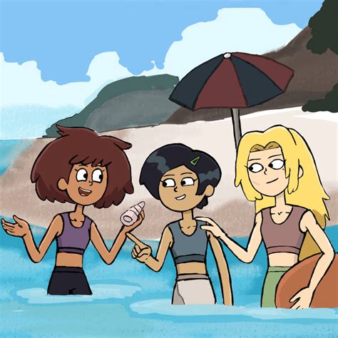 Amphibia-Anne,Marcy and Sasha Beach day by rivaitanart on DeviantArt