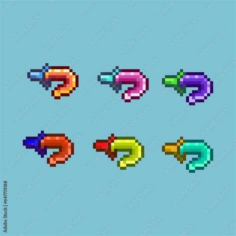 Pixel Art Sets Of Dagger Weapons With Variation Color Items Asset