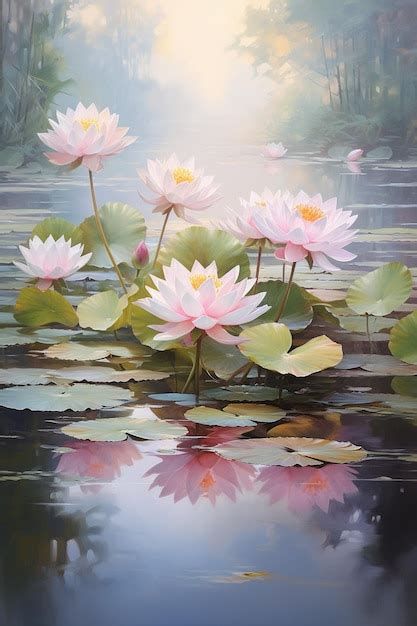 Premium AI Image | water lilies are a popular painting by person.