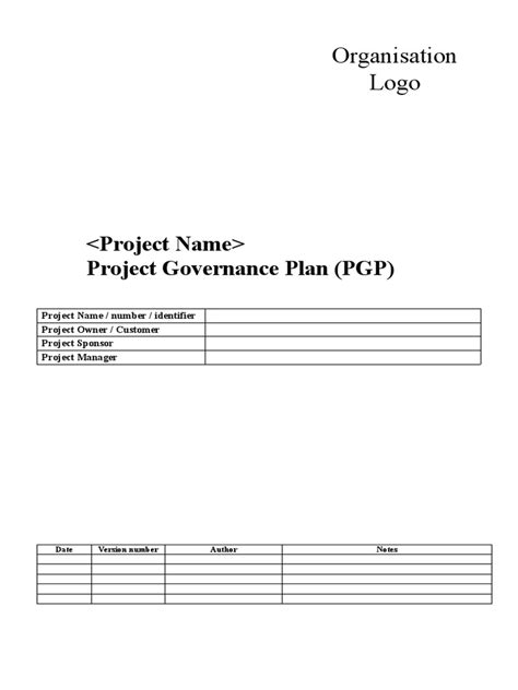 Project Governance Plan Template | PDF | Governance | Software ...