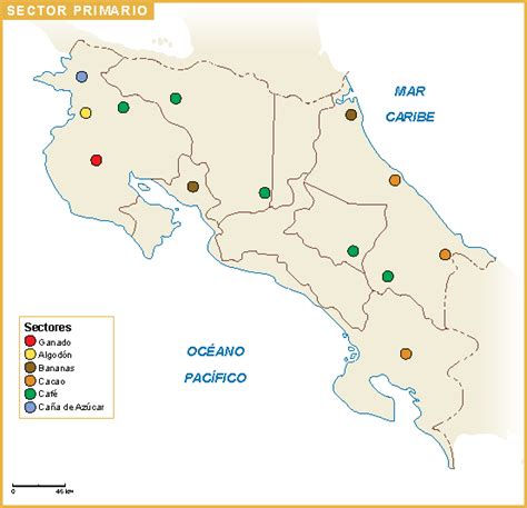 Costa Rica Mapa Sector Primario Vector World Maps