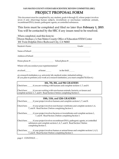 Fillable Online Stemfair Project Proposal Form Stem Fair Fax Email