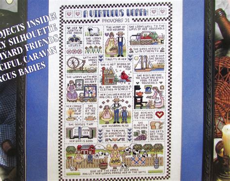 Virtuous Woman Christian Cross Stitch Sampler Pattern Proverbs Bible