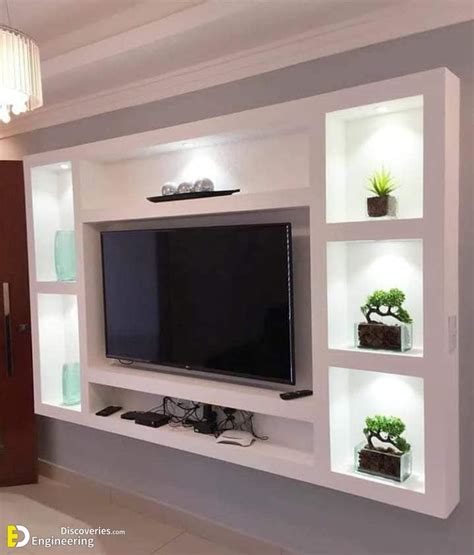 Wonderful Gypsum Board Tv Wall Unit Designs Engineering