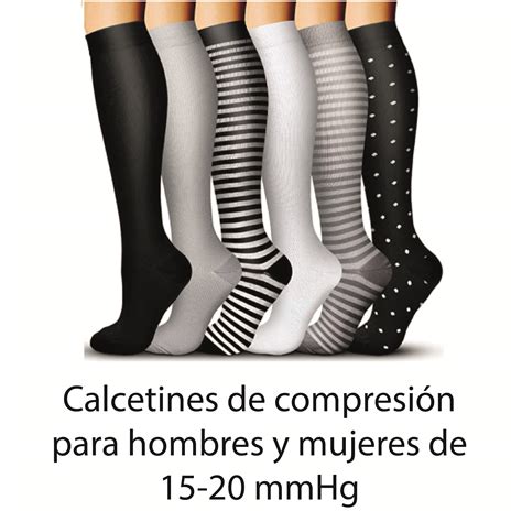 CALCETIN COMPRESION UNISEX 15 20 MMHG S M BLANCO NEGRO YOUniforms