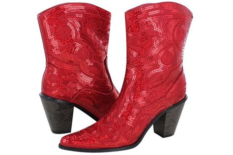 Helens Heart Womens Sparkle Sequin Bling Short Western Cowgirl Boots Red Size 10 Womens