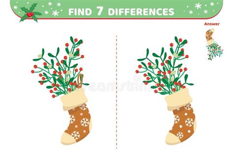 Stocking With Berries Find 7 Differences Christmas Game Flat