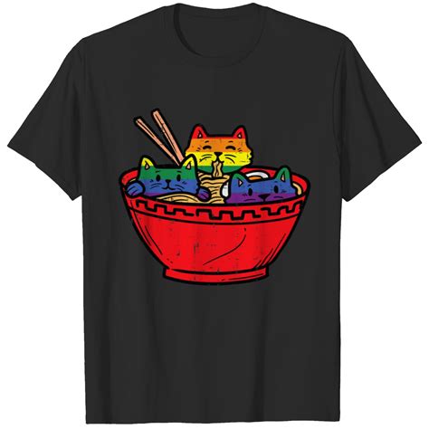 Lgbtq Ally Flag T Shirt Cats In Ramen Anime Food Lgbtq Rainbow Flag Gay