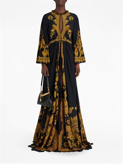 ETRO Paisley Print Silk Maxi Dress Black FARFETCH