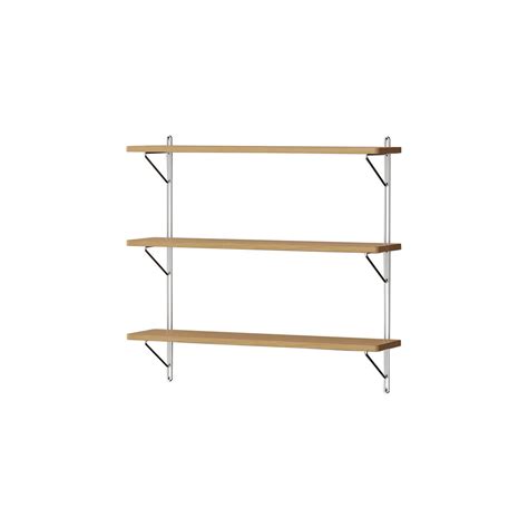 Nine Inline Small Wall Shelf Polished Steel Natural Oak Made In