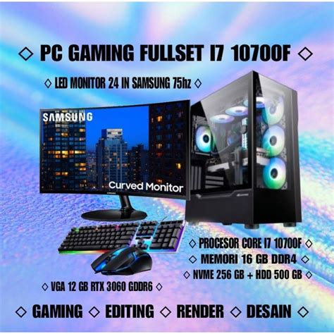 Jual Pc Gaming Fullset Core I F Ram Gb Nvme Gb Vga Gb