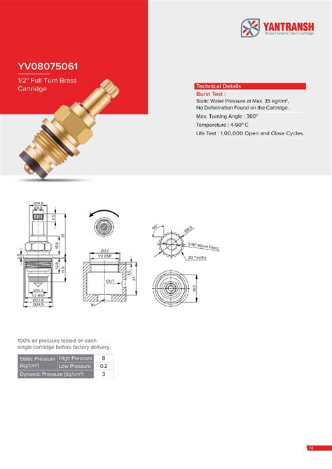 1 2 Full Turn Brass Cartridge YV08075061 Yantransh