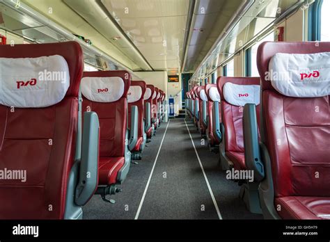 Moscow, Russia - June 14.2016. Interior two-storey train number 45 route from Moscow to Voronezh ...