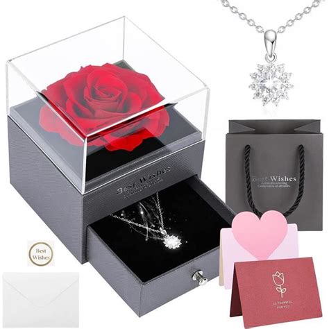 Tjs Taiyou Coffret V Ritable Rose Ternelle Rouge Bo Te Bijoux Avec