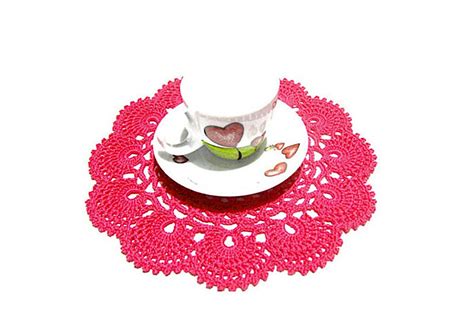 Small Round Hot Pink Crochet Doily In Cotton Inc Cm Etsy