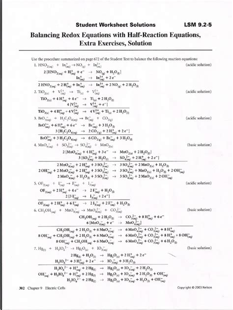 Solved Balancing Redox Reactions Using Half Reaction Method