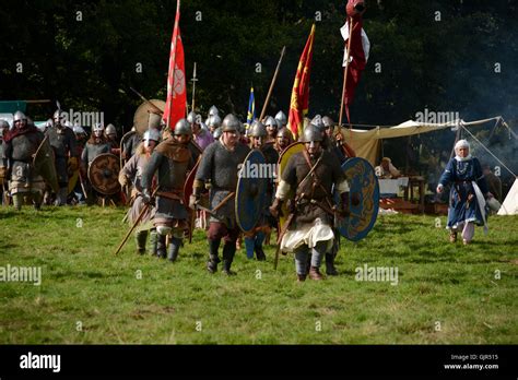 The re-enactment of the 1066 Battle of Hastings at Battle Abbey in East ...