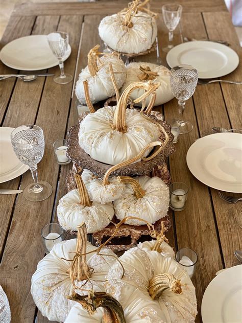 Fall Wedding Centerpiece White Wedding Pumpkins Embellished Velvet