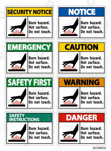 Burn Hazard Hot Surface Do Not Touch Symbol Sign Isolate Stock Vector 1795572 Crushpixel