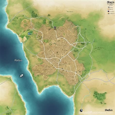 real places  shebin el kom map stable diffusion