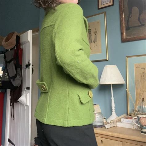 Vintageretro Lime Green Wool Blazer Jacket By Lisa Depop