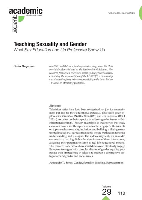 PDF Teaching Sexuality And Gender What Sex Education And Un