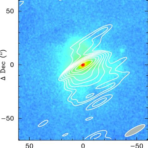 Vla Cm Image Contours Overlaid On A Logarithmically Stretched