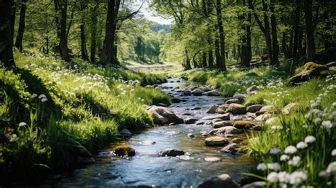 Premium Ai Image A Photo Of A Gentle Stream Flowing Through A Forest