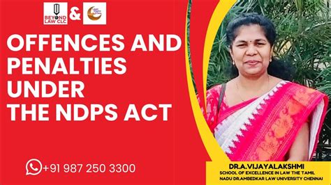 Offences And Penalties Under The NDPS Act Dr A Vijayalakshmi YouTube