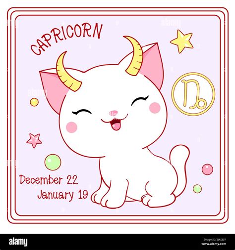 Zodiac Capricornio Signo Car Cter En El Estilo Kawaii Tarjeta Cuadrada