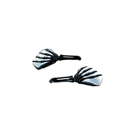 Kuryakyn Skeleton Hand Mirror Set Black Hand Chrome Head Incl