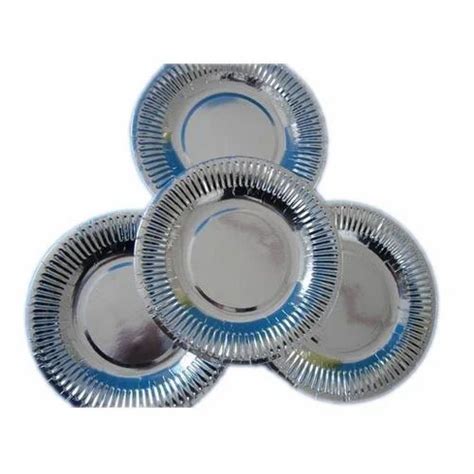 Silver Circular Laminated Wrinkle Paper Plate At Rs 0 62 Piece In