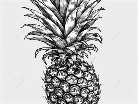 Black And White Drawing Of Pineapple Illustration Line Art Pineapple