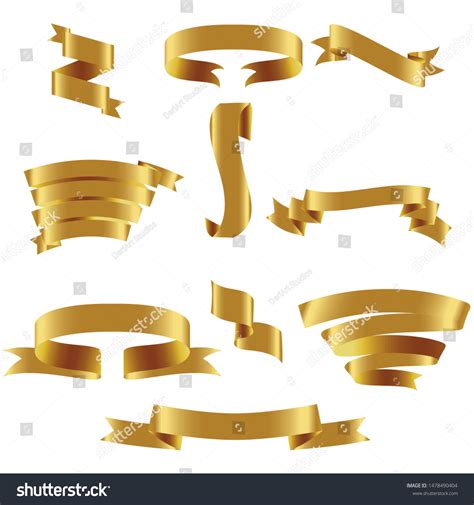 Gold Ribbon Set Inisolated Celebration Winner Stock Vector Royalty Free 1478490404 Shutterstock