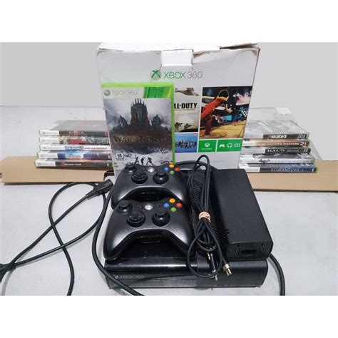 Console Xbox 360 Bloqueado Travado 4gb Usado 2 Controles E 1 Jogo