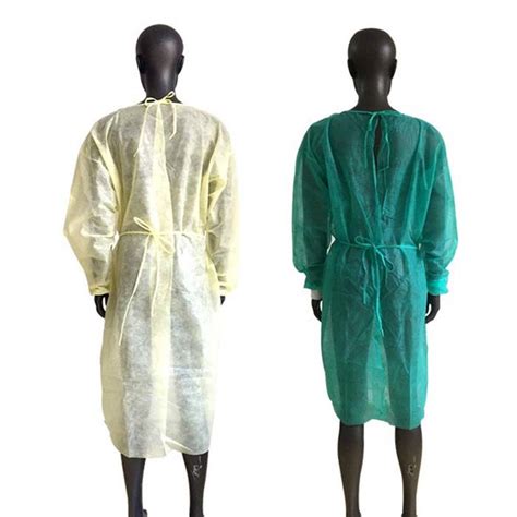 Cheap Yellow Level 2 Non Woven Medical Disposable Isolation Gown 25gsm Sms Water Proof Surgical