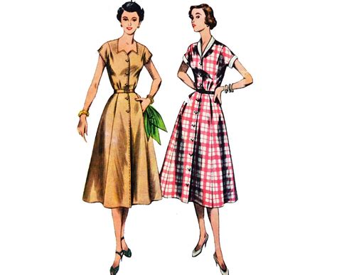 Vintage S Dress Pattern Shirtwaist Dress Pattern Simplicity