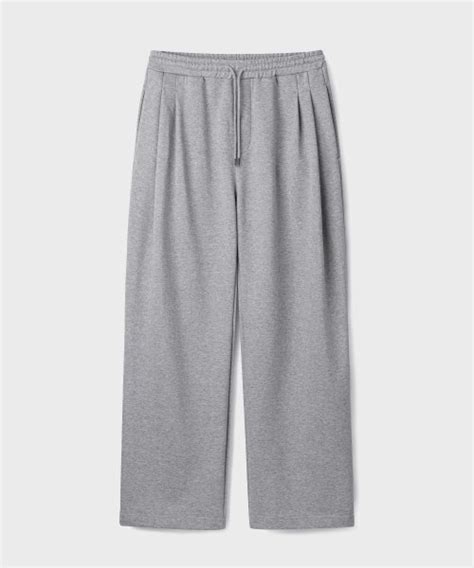 Musinsa Union Blue Two Tuck Wide Sweat Pants Melange Grey